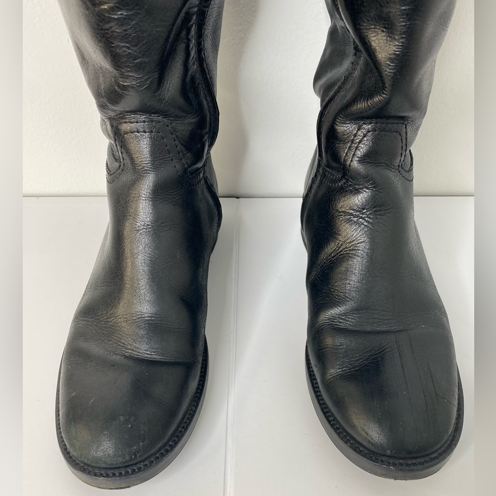 TORY BURCH Grace Black Knee-High Leather Riding Boots - Picture 8 of 12